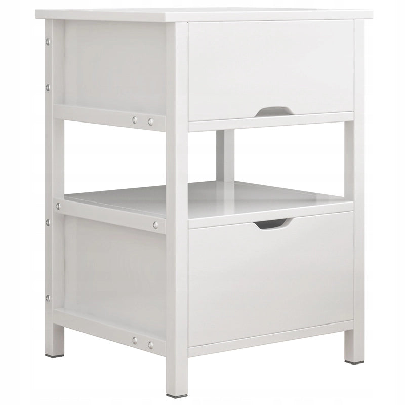 Comodino da 45x38x55 cm in finitura bianca, moderno e funzionale.