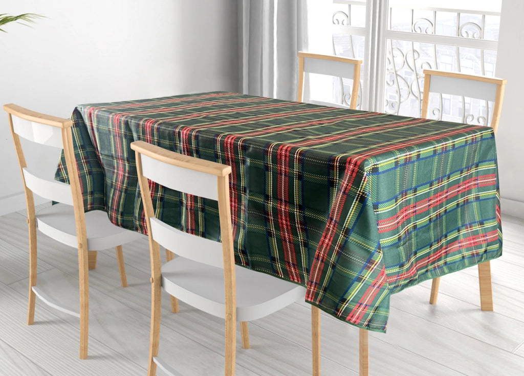 Tovaglia Cucina Soggiorno Antimacchia Idrorepellente Fantasie Tartan Splash - Rotonda 160cm - Verde