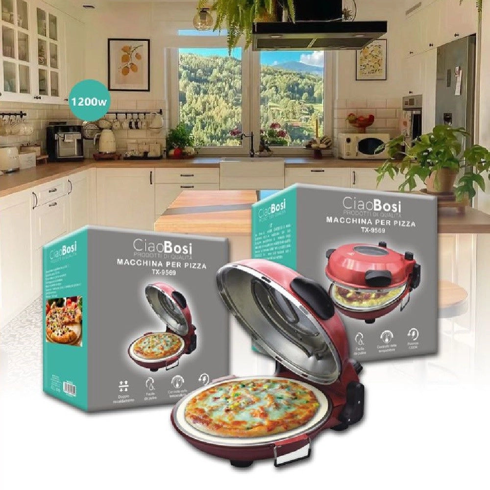 Trade Shop - Macchina Per Pizza Elettrico 1200watt Fornetto Doppio Riscaldamento Casa Tx-9569 -