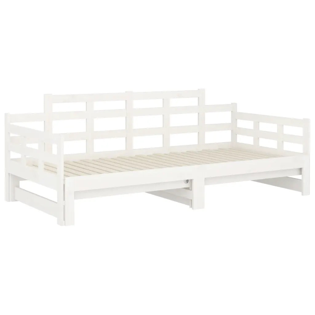 Dormeuse Estraibile Bianca Legno Massello di Pino 2x(90x190) cm 820353