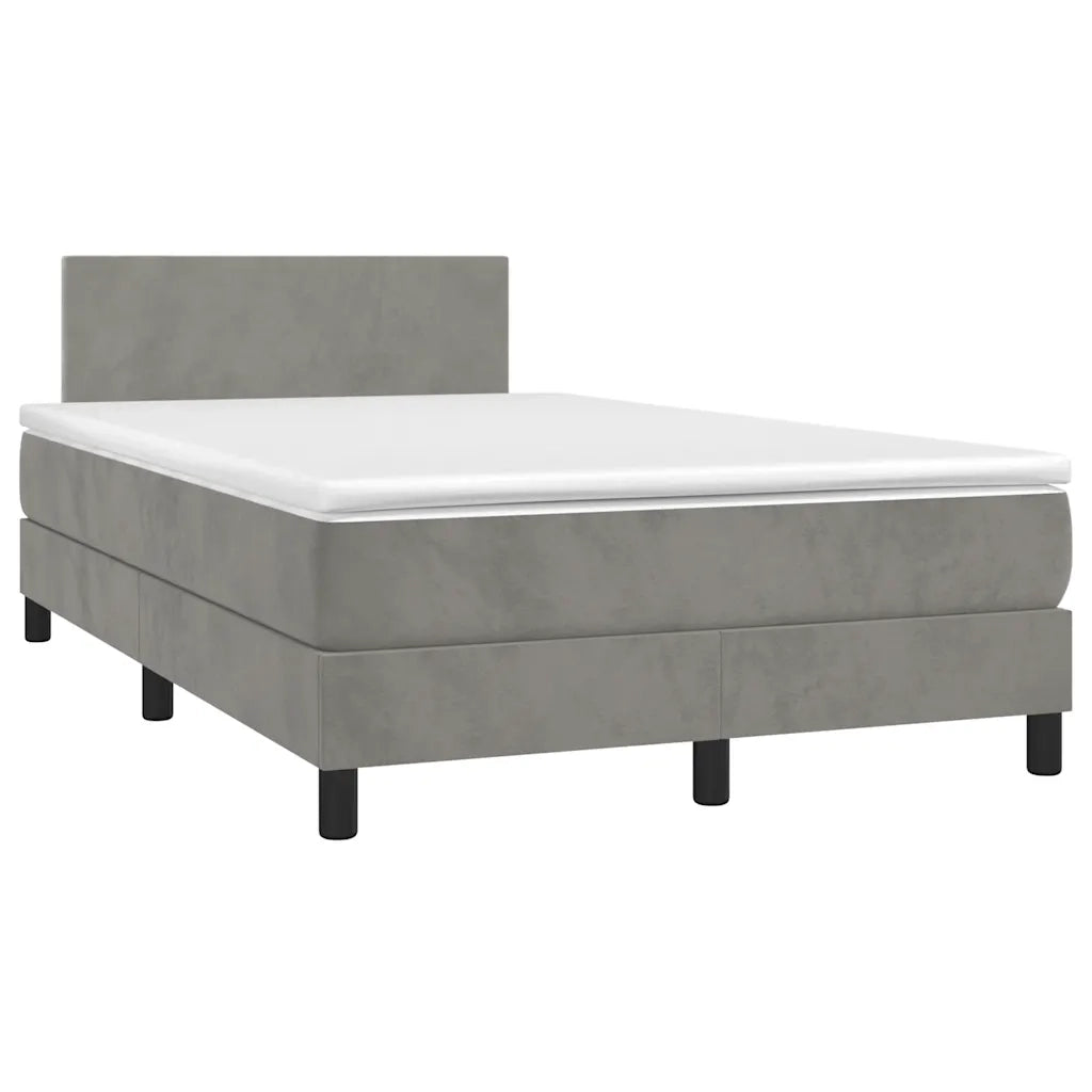 Letto a Molle con Materasso e LED Grigio Chiaro 120x190 cm Velluto