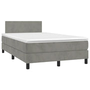 Letto a Molle con Materasso e LED Grigio Chiaro 120x190 cm Velluto