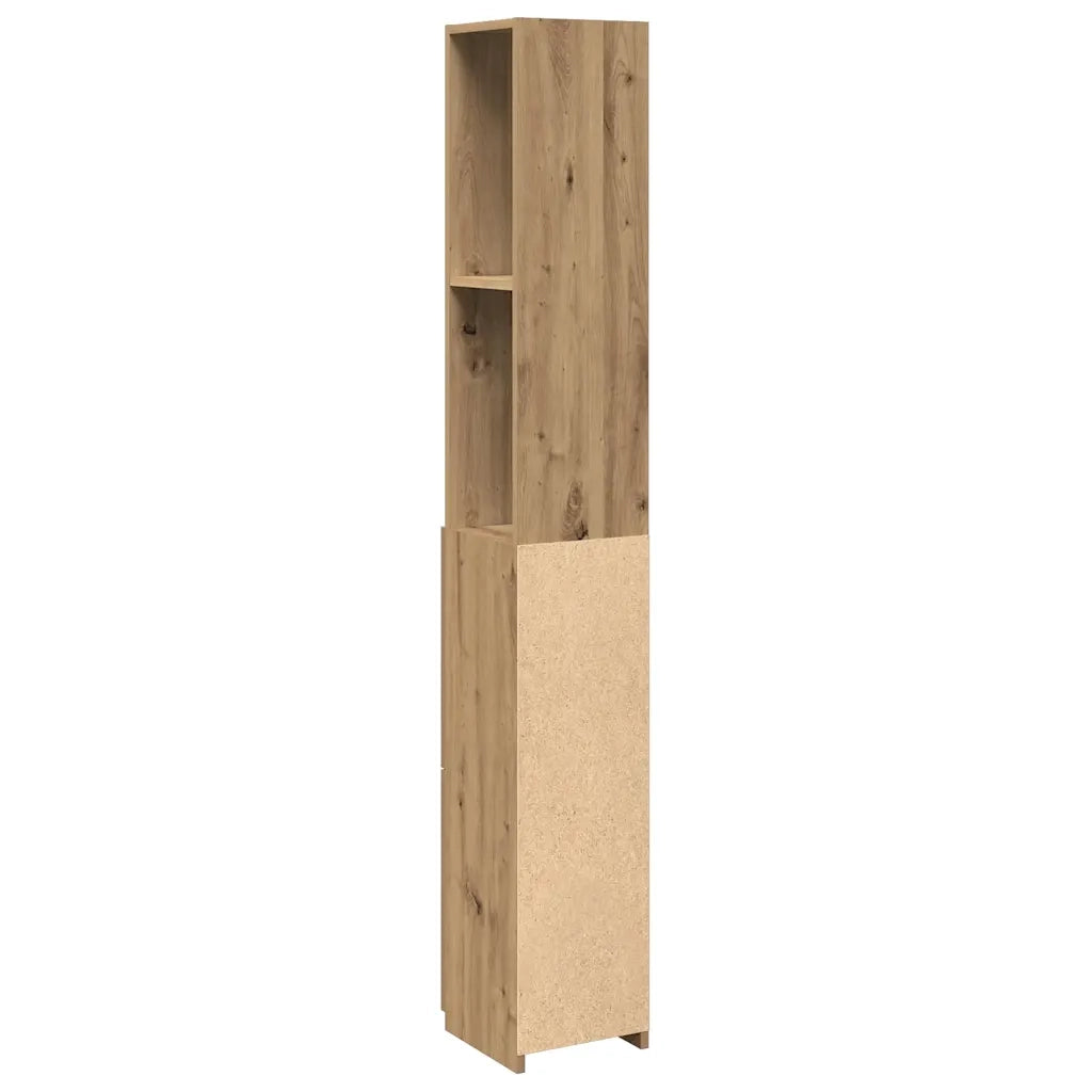 Armadietto Bagno | Armadio da bagno Rovere 25x25x170 cm Legno Multistrato