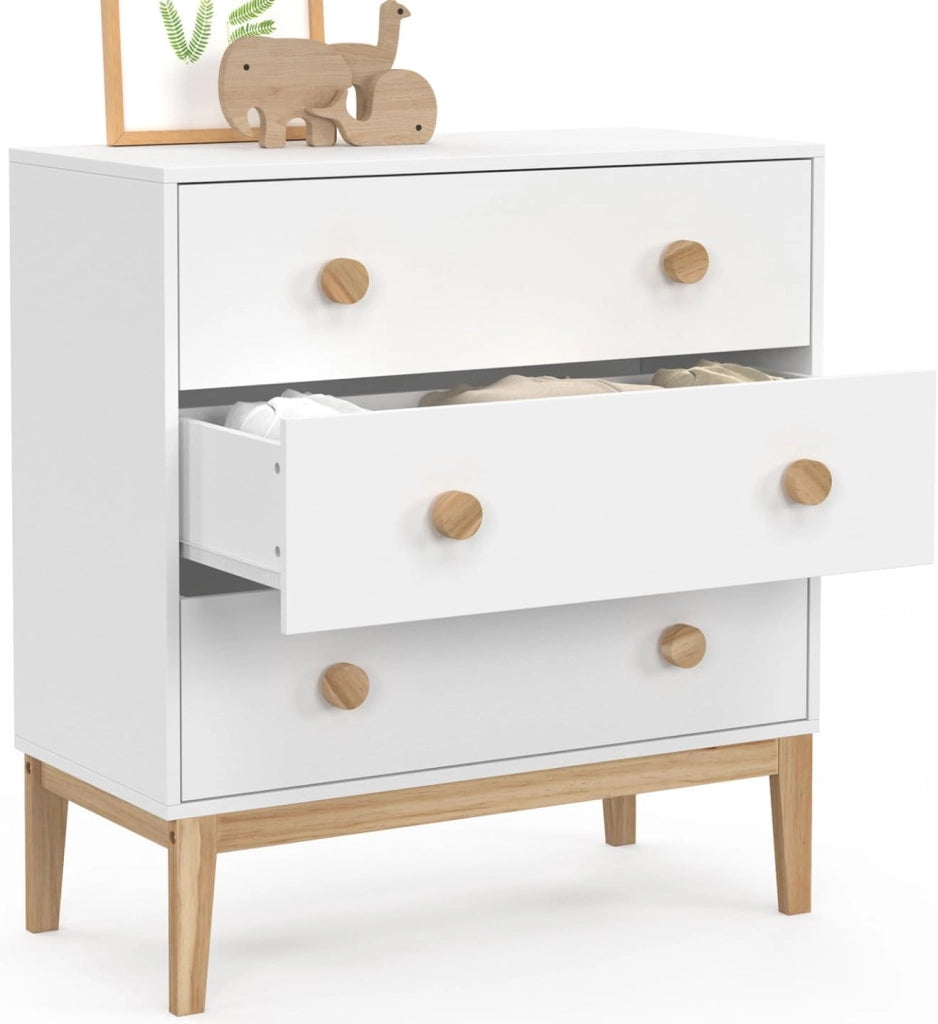 Cassettiera a 3 cassetti per bambini JACOB 80 cm in bianco e legno