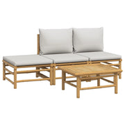 Set di mobili da giardino per esterni 4 pezzi con cuscini in bambù grigio chiaro 02_0016133