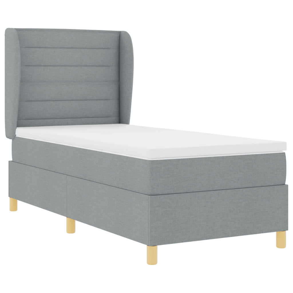 Materasso Box Spring con Letto Grigio Chiaro 90x190 cm Tessuto