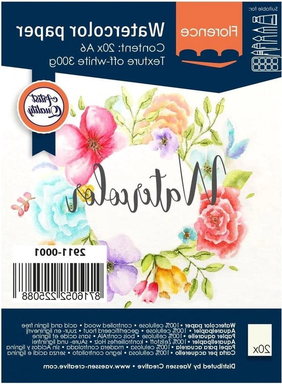 Papier acquarello A6 300 g/m² - Bianco avorio, 20 fogli