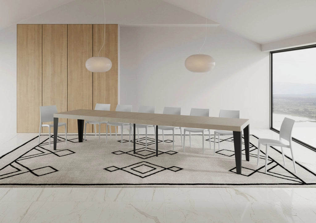 Tavolo Allungabile 140-400x90x77 cm Flame Premium Cashmere Telaio Antracite