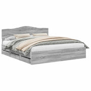 Letto matrimoniale | Letto per adulti | Struttura del letto con cassetto Grigio Sonoma 200 x 200 cm