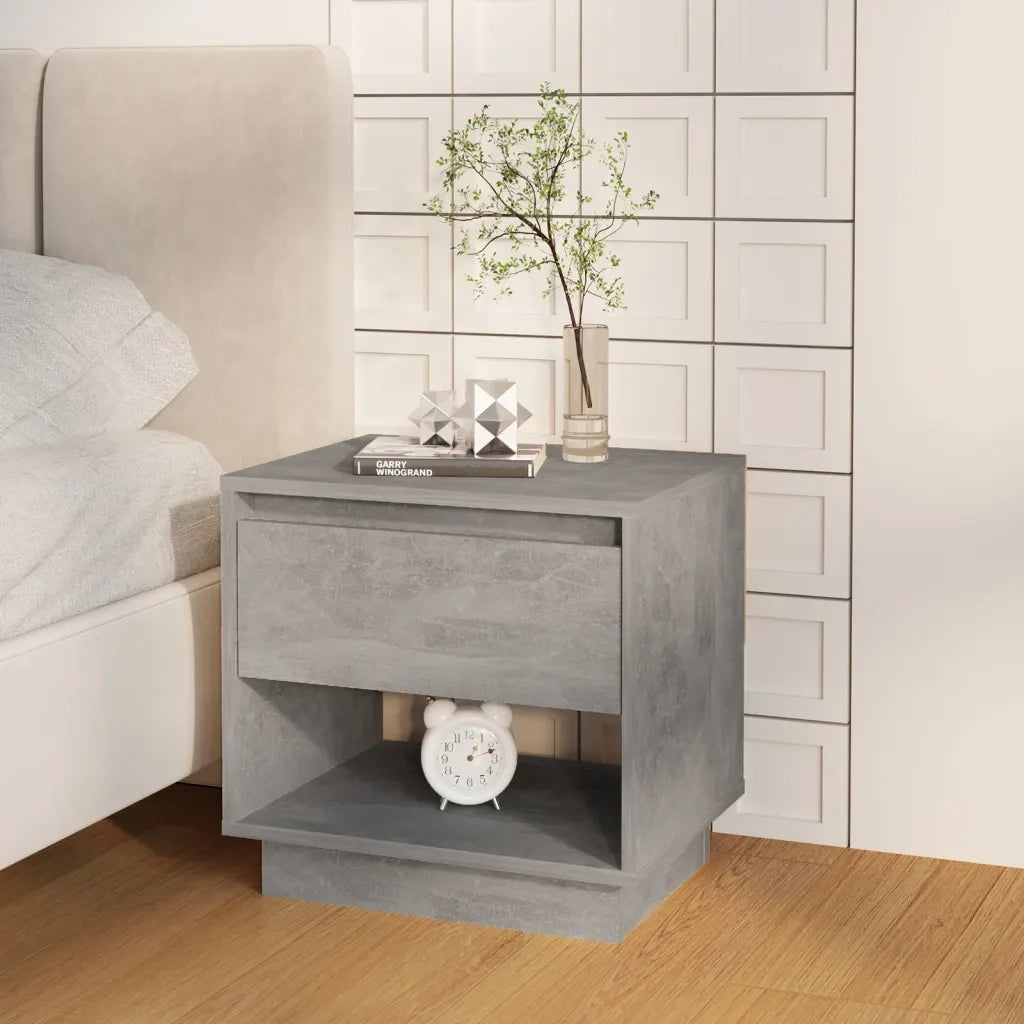 Comodino-Tavolino da notte Grigio Cemento 45x34x44 cm in Truciolato