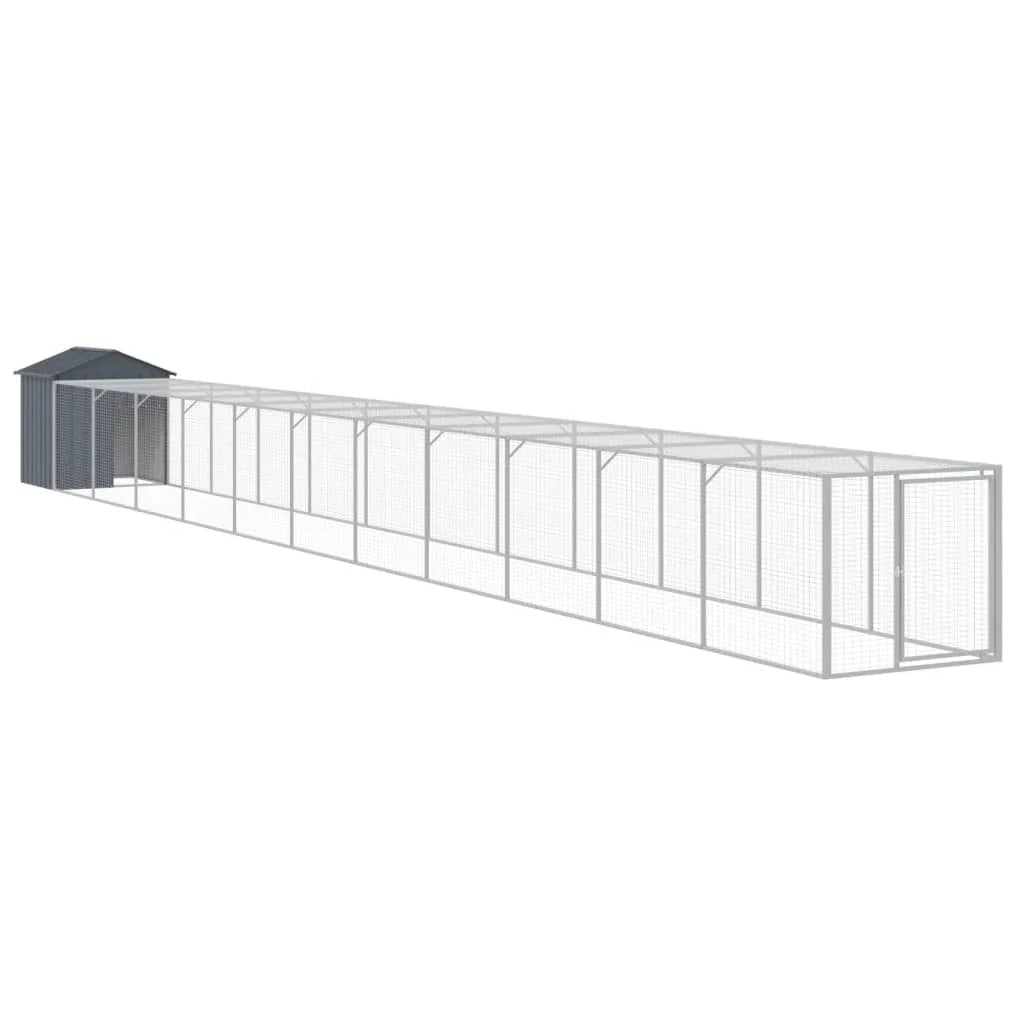 Recinto per pollaio con recinto per galline 117 x 1221 x 123 cm in acciaio zincato antracite 02_0043945