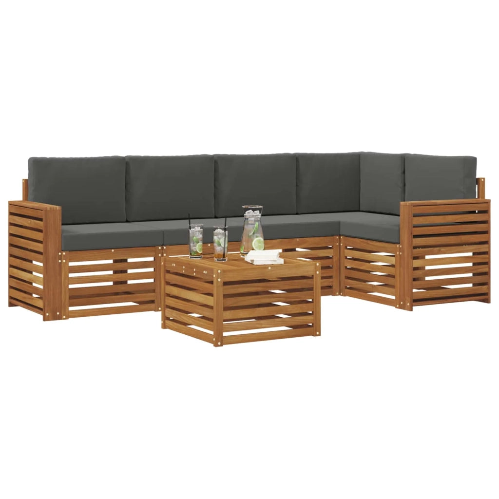 Set divano sezionale con cuscino 6 pcs Naturale e Antracite 3374857