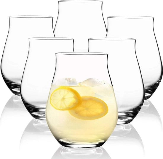 Set di bicchieri in vetro, 6 pezzi, 420 ml, bicchieri in vetro, bicchieri per vino, bicchieri per birra e whisky