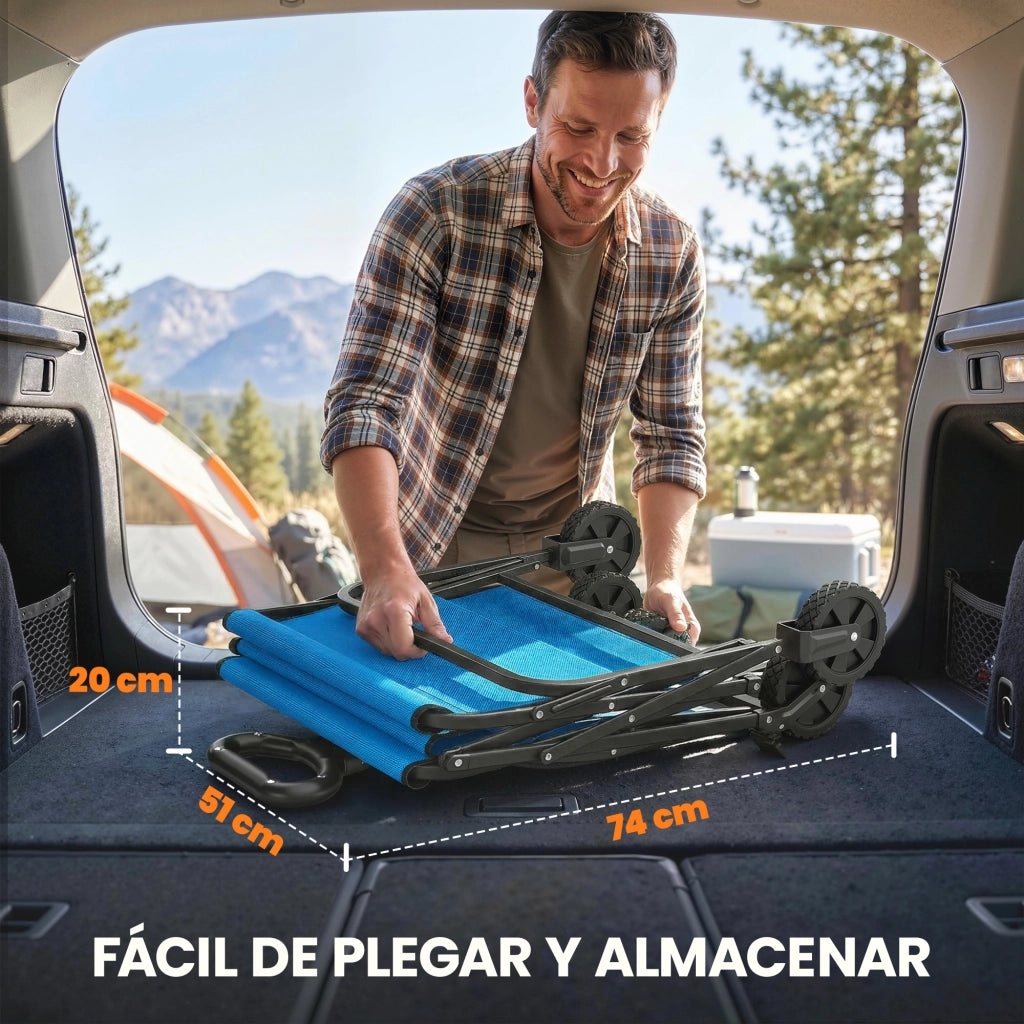 Carrello da Giardino Pieghevole con Ruote Bloccabili ¨C zephmum ¨C 85x50x99 cm Blu