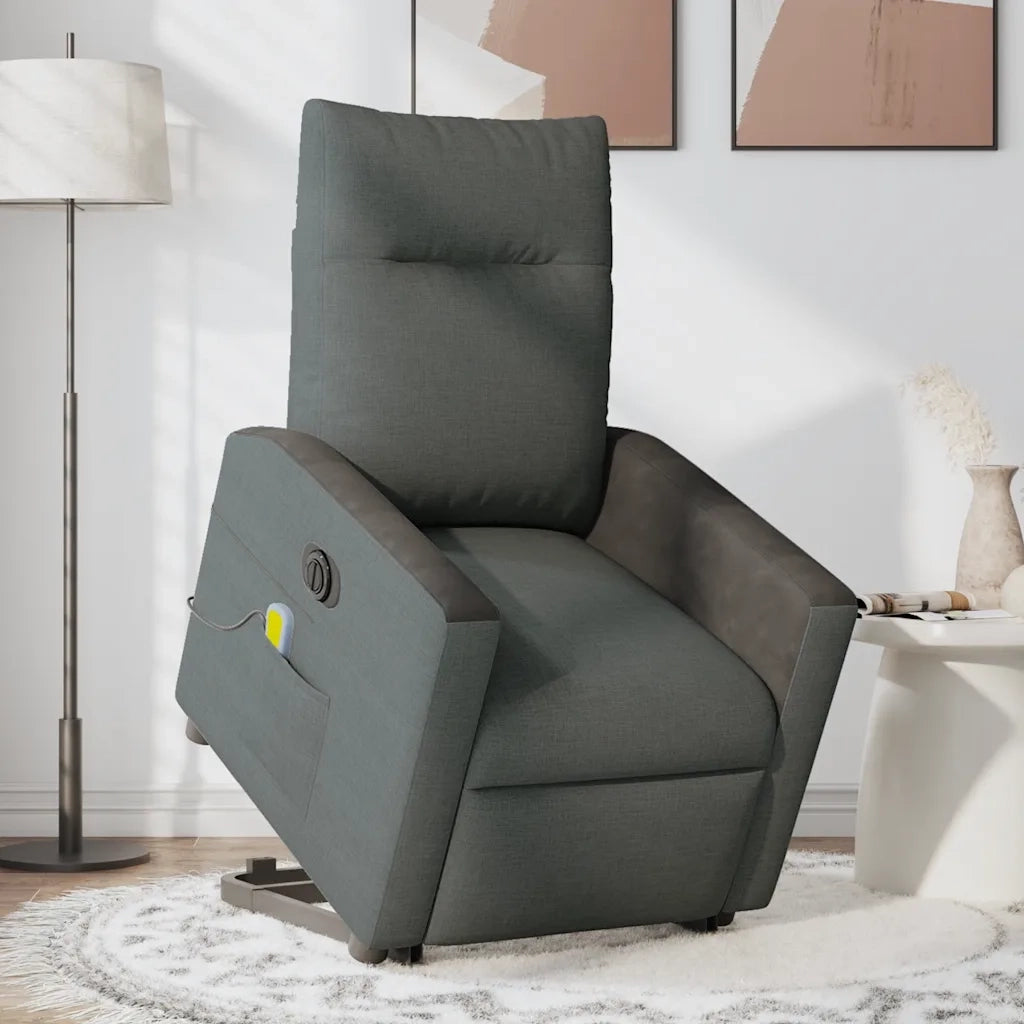 Poltrona Alzapersona Massaggi Elettrica Grigio Scuro Tessuto 3324074