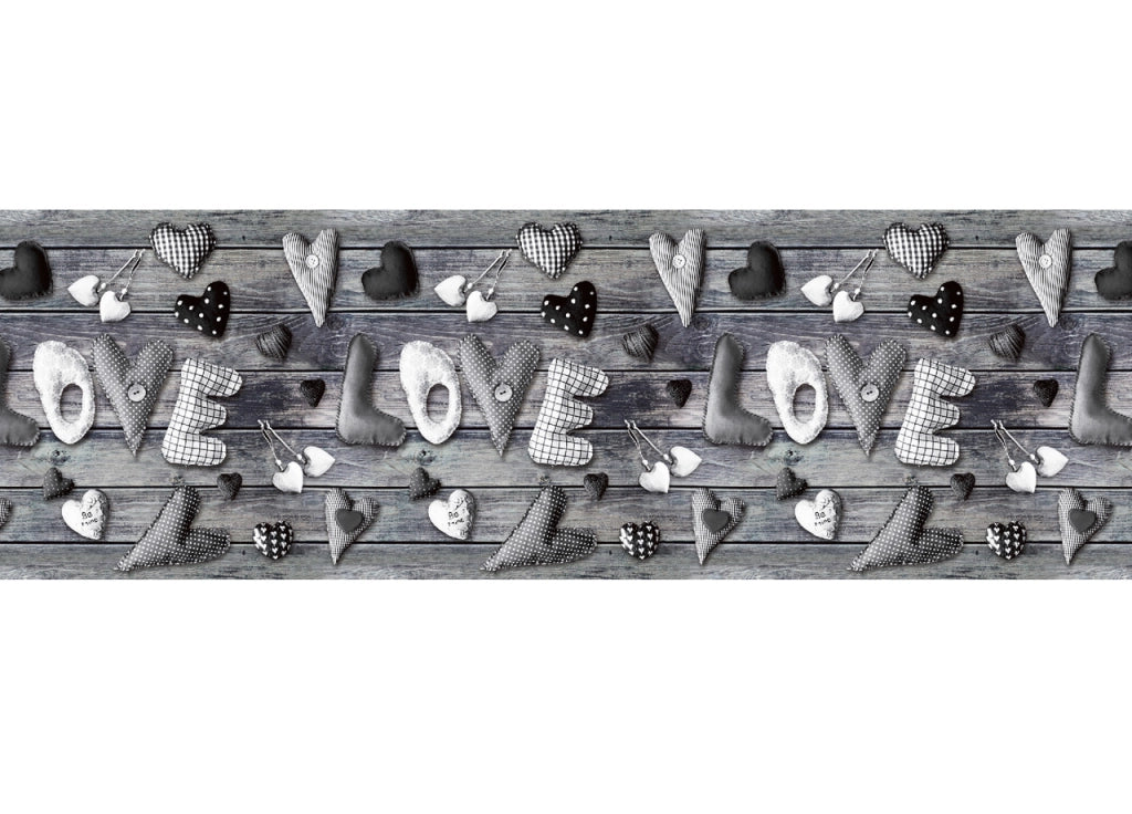 Tappeto Passatoia Antiscivolo Con Stampa Digitale Dis. Love Grigio - 50x90 - Love Grigio