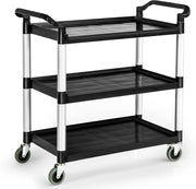 Carrello da cucina a 3 livelli, multifunzionale con manici umanizzati e ampio spazio di archiviazione e ruote flessibili con sistema frenante, carrello multiuso per cucina, magazzino, ufficio