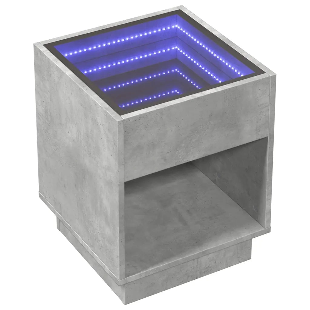 vidaXL Tavolino da Salotto con LED Infinity Grigio Cemento 40x40x50 cm