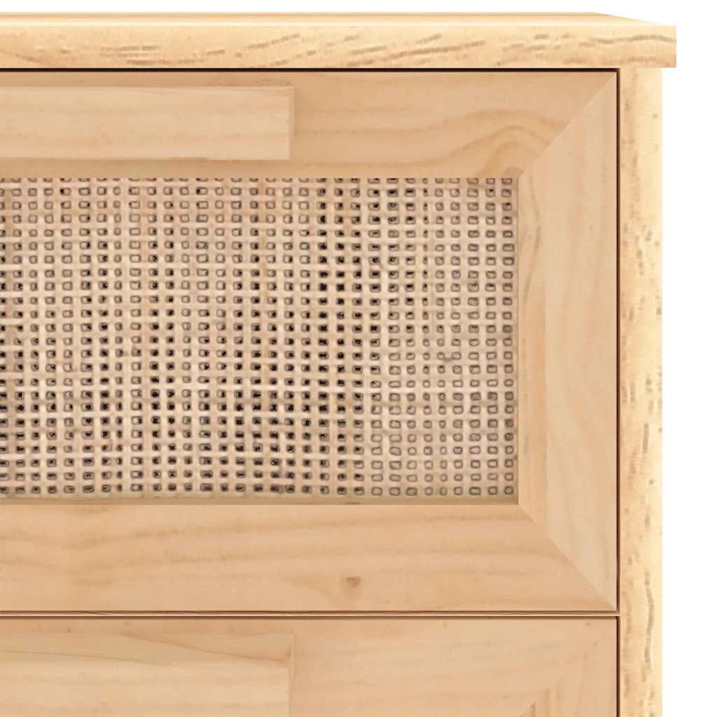 Buffet credenza cassettiera armadio mobile contenitore organizer per cucina soggiorno salotto 40 x 30 x 90 cm legno massello di pino e rattan naturale marrone 02_0035717