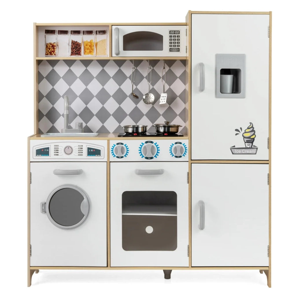Cucina giocattolo per bambini 91 x 30 x 102 cm con suoni e luci moderni in MDF naturale 20_0018041