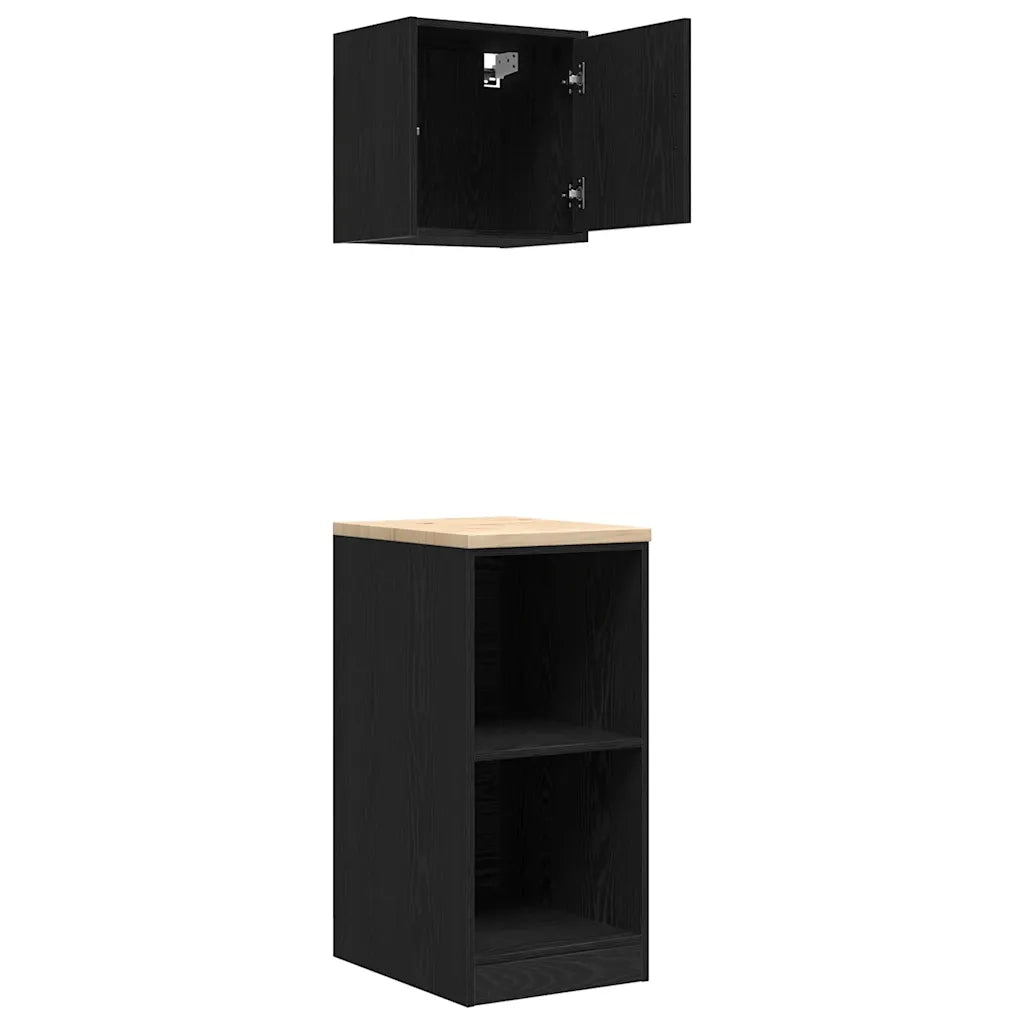 Armadi da Garage 2 pz Neri in Legno Multistrato