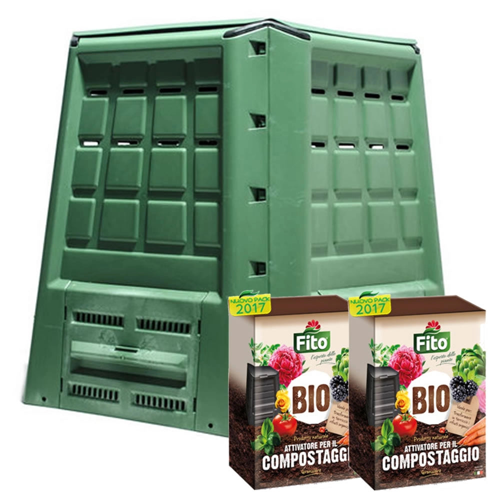 Compostiera ecobox fast 380 lt + 2 confezioni di attivatore compostaggio kg 4