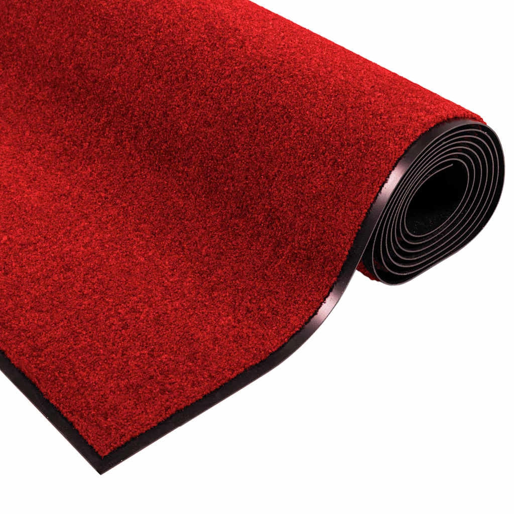 Zerbino d'ingresso moderno rettangolare 250 x 120 cm facile da pulire adatto per uso interno ed esterno in poliammide rosso 02_0057928