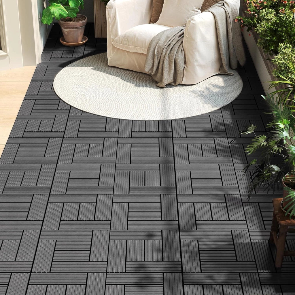 Pavimenti da Esterno Balcone/Giardino/Terrazza Piastrelle ad Incastro in WPC, Legno Composito Grigio 22 Pannelli / 2 ㎡