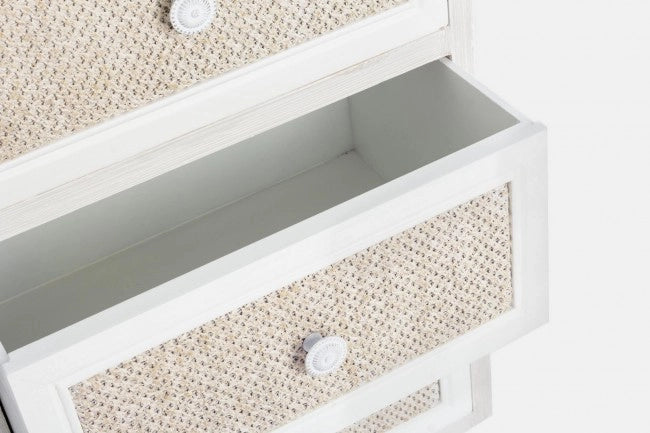 Cassettiera Legno Bianco Stile Boho da Interno - MONIQUE