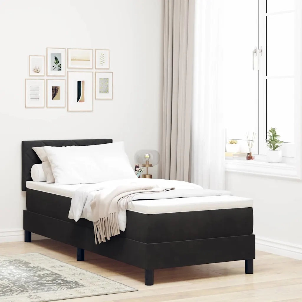 Letto a Sorgente LED con materasso Nero 80 x 200 cm Velluto