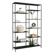 Libreria Dorgali, Scaffale da ufficio, Mobile portalibri, Biblioteca, 120x30 h188 cm, Ardesia