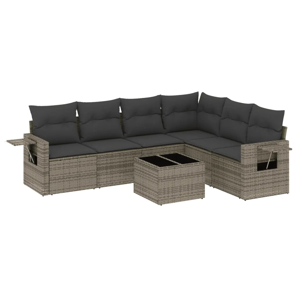Set Divani da Giardino 7 pz con Cuscini Grigio in Polyrattancod mxl 89305