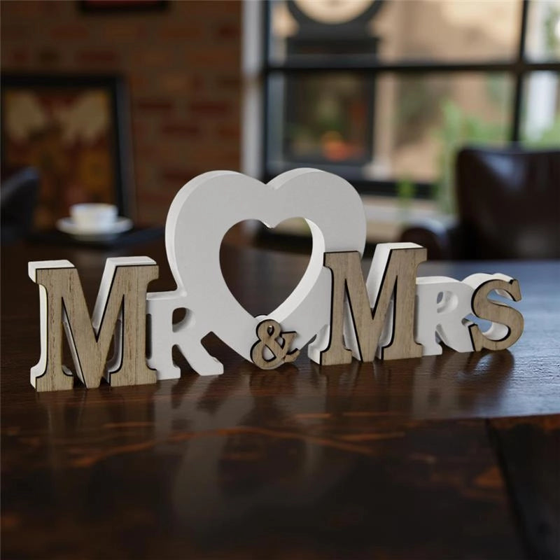 DECORAZIONE MR&MRS IN LEGNO DA PARETE O DA TAVOLO 29X2X11H CM