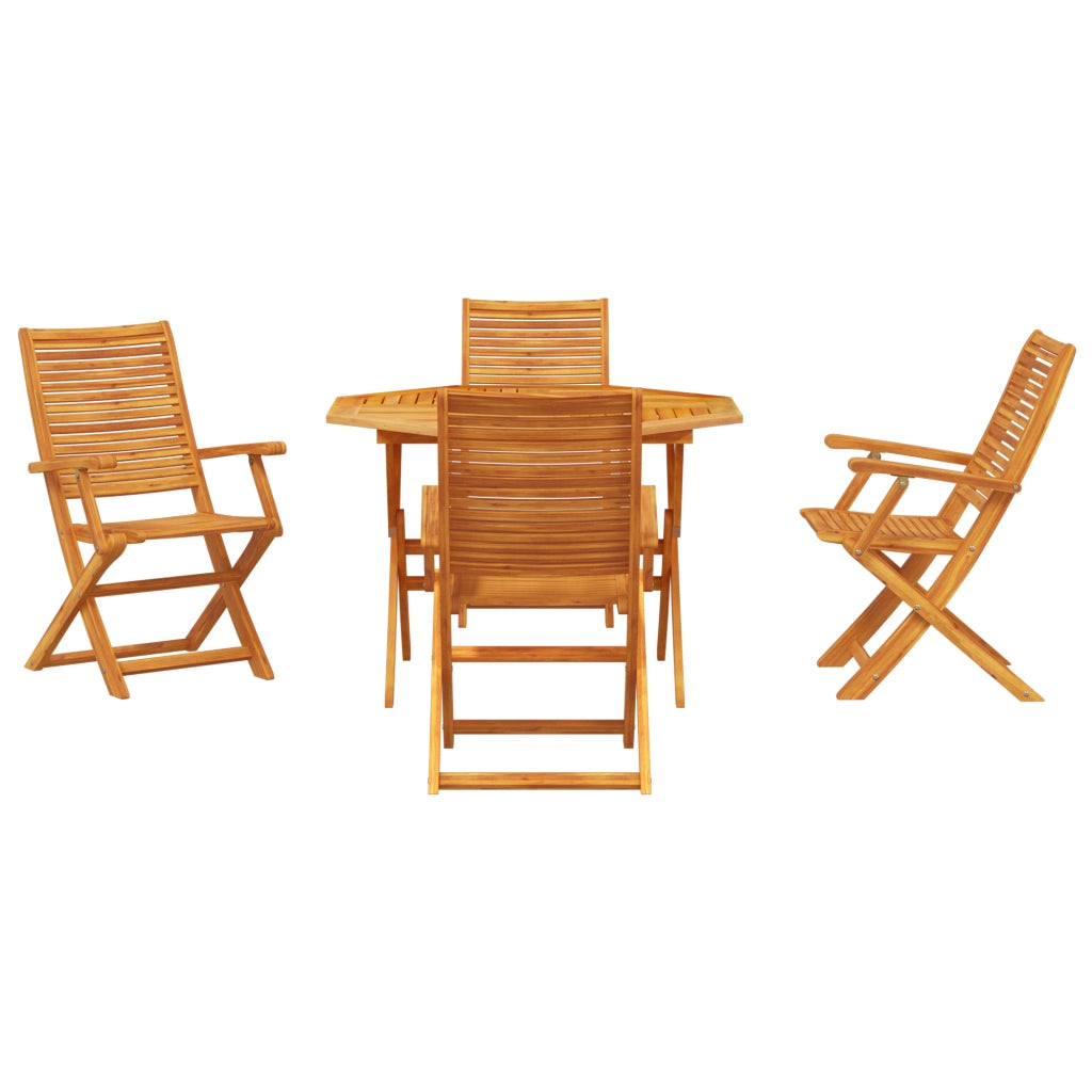 Set da pranzo da giardino in 5 pezzi in legno massello di acacia