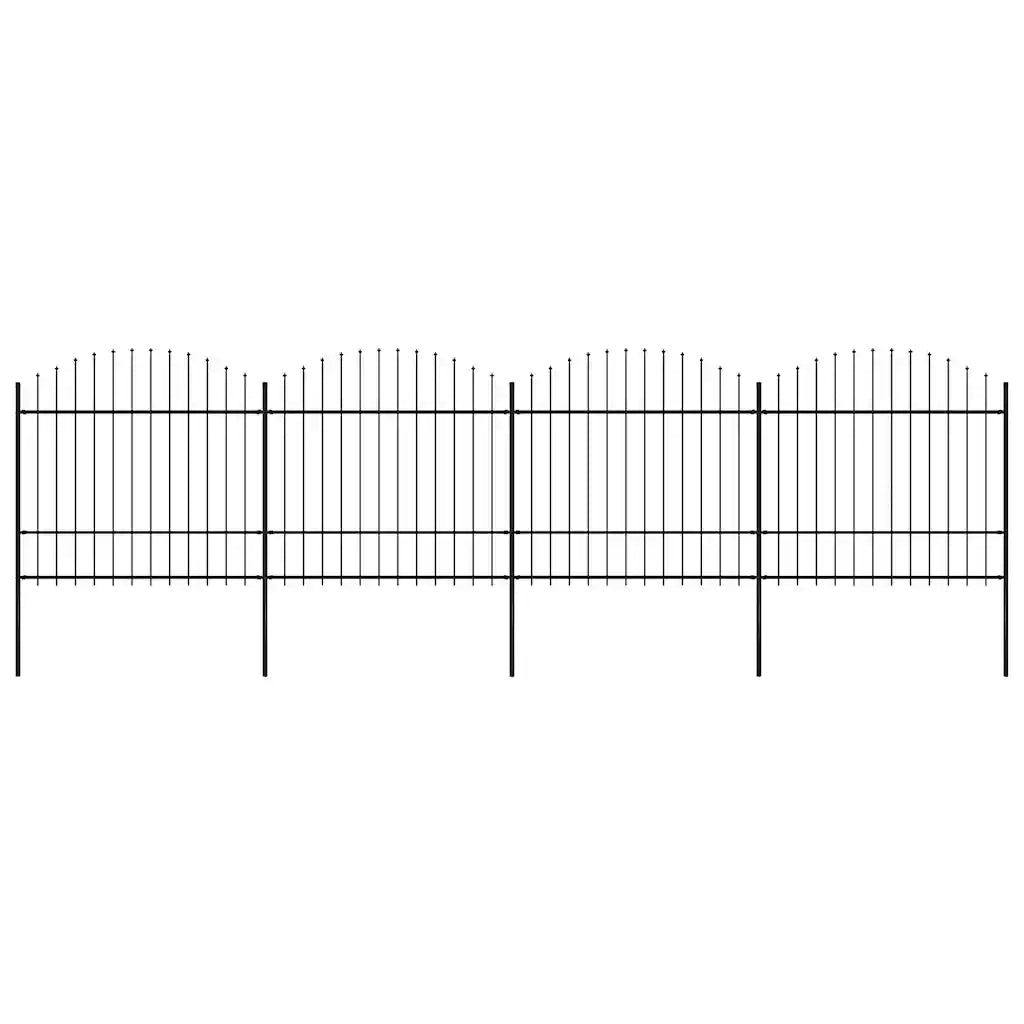 Recinzione da Giardino con Punta a Lancia in Acciaio 671x175 cm Nero 277742