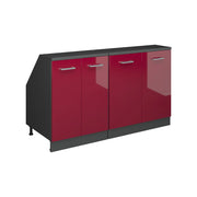Mobile cucina sottotetto R-Line Rosso lucido/Antracite 140 cm Set di 2 carcasse armadio profondità 60 cm Vicco