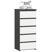 Cassettiera AKORD CL5 Cassettiera Grigia Grafite 40 cm 5 cassetti inserto frontale Bianco 40x35x92 cm