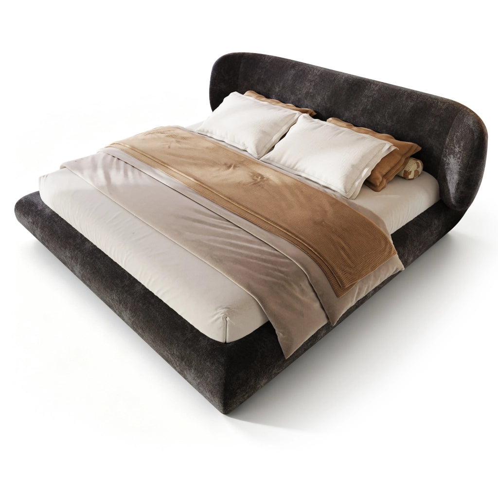 letto imbottito chenille grigio 223 x 185 cm