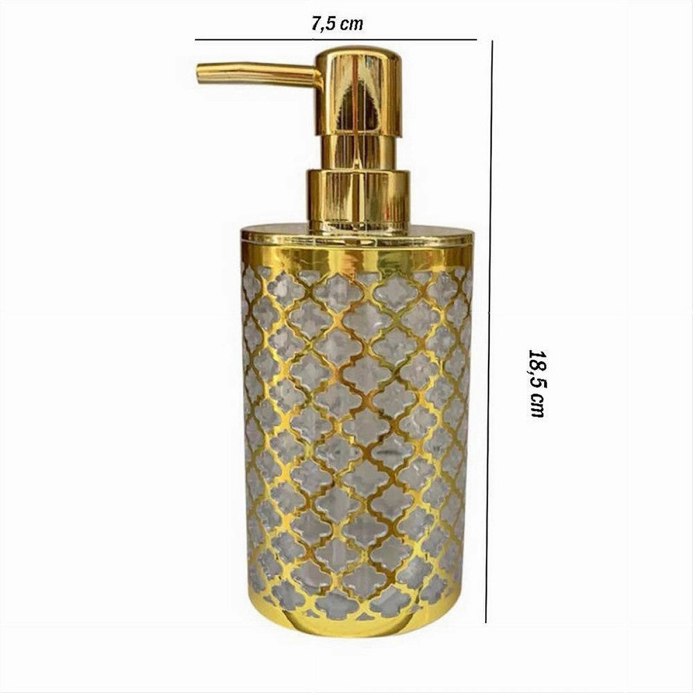 Trade Shop - Dispenser Per Sapone Liquido Accessorio Bagno Oro Stile Barocco Dosatore 59103 -