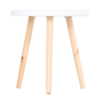 Tavolino Basso Ø40x40,5 cm in Legno e MDF Bianco