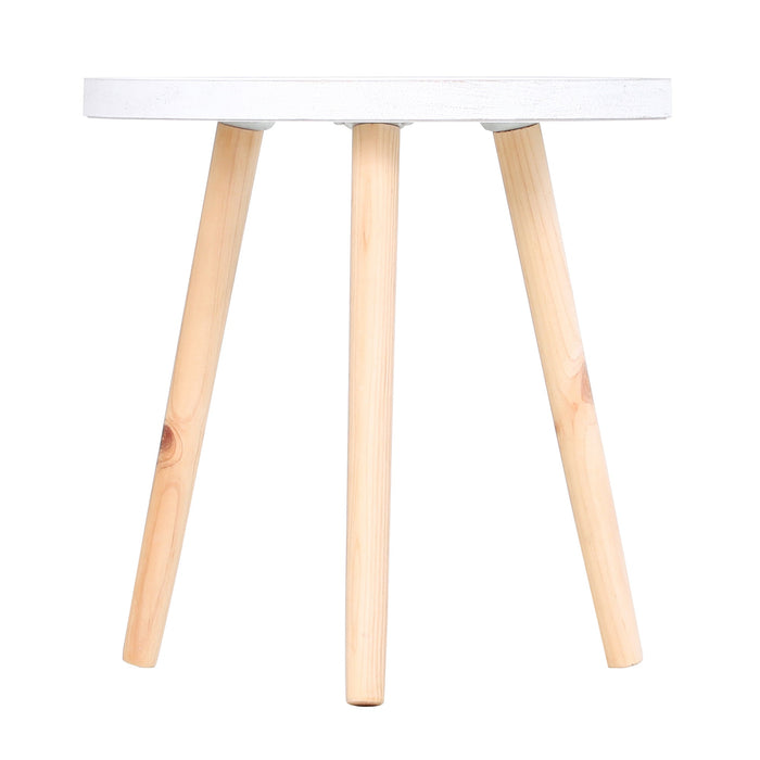 Tavolino Basso Ø40x40,5 cm in Legno e MDF Bianco