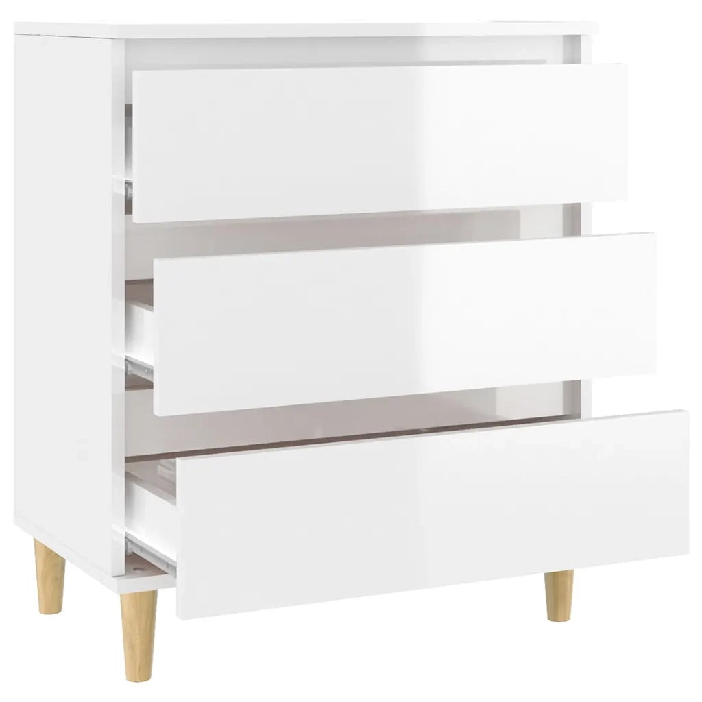 Credenza-Buffet-Armadio da cucina Bianco Lucido 60x35x70 cm in Legno Multistrato 550500