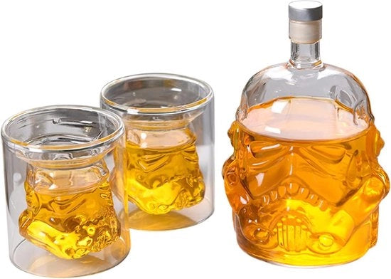 Karaf di Whisky con Iniziali Incise - Vetro Cristallo - 750 ML - Vasi per Whisky - Liquor Karaf - Liquori - Brandy - Scotch - Bourbon
