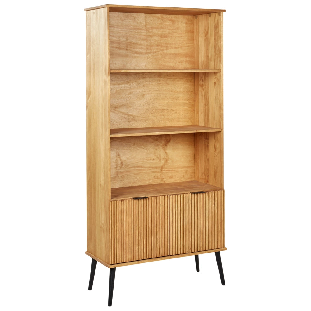 Libreria a scaffale in legno chiaro a 2 ante stile Rustico
