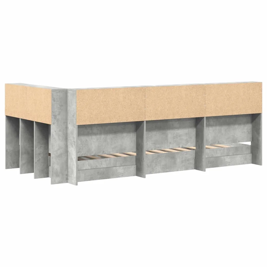 Letto Libreria Grigio cemento 75 x 190 cm Legno multistrato 3335756