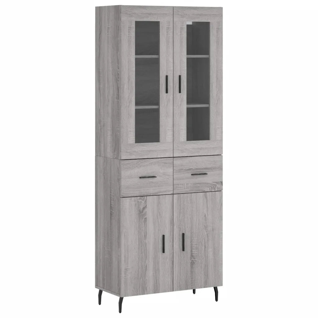 Credenza-Buffet-Armadio da cucina Grigio Sonoma 69,5x34x180 cm in Legno Multistrato 372092