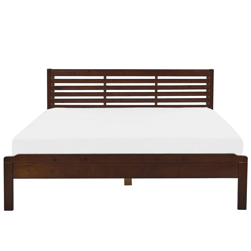 Letto Matrimoniale in Legno Scuro 180 x 200 cm con doghe stile moderno contemporaneo