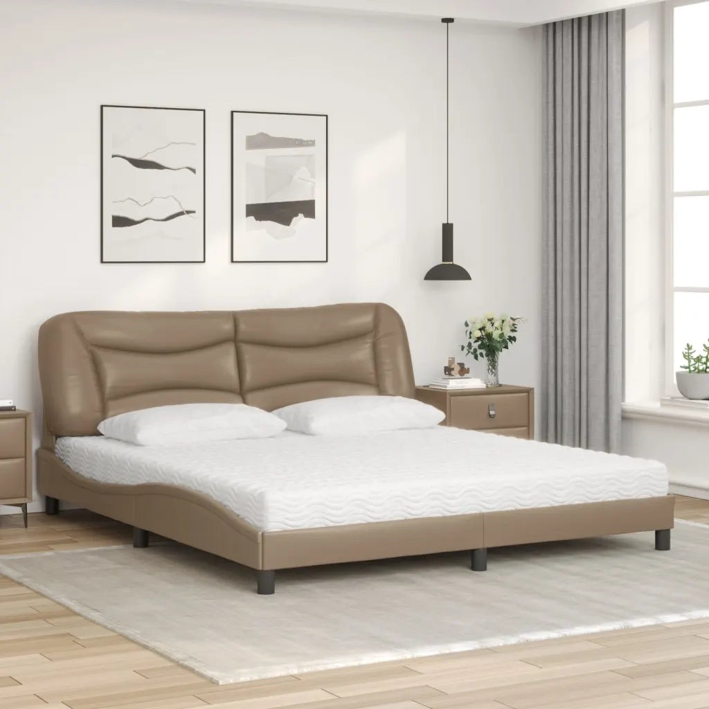 Letto con Materasso Hvar Cappuccino 180x200cm Similpelle 3208742
