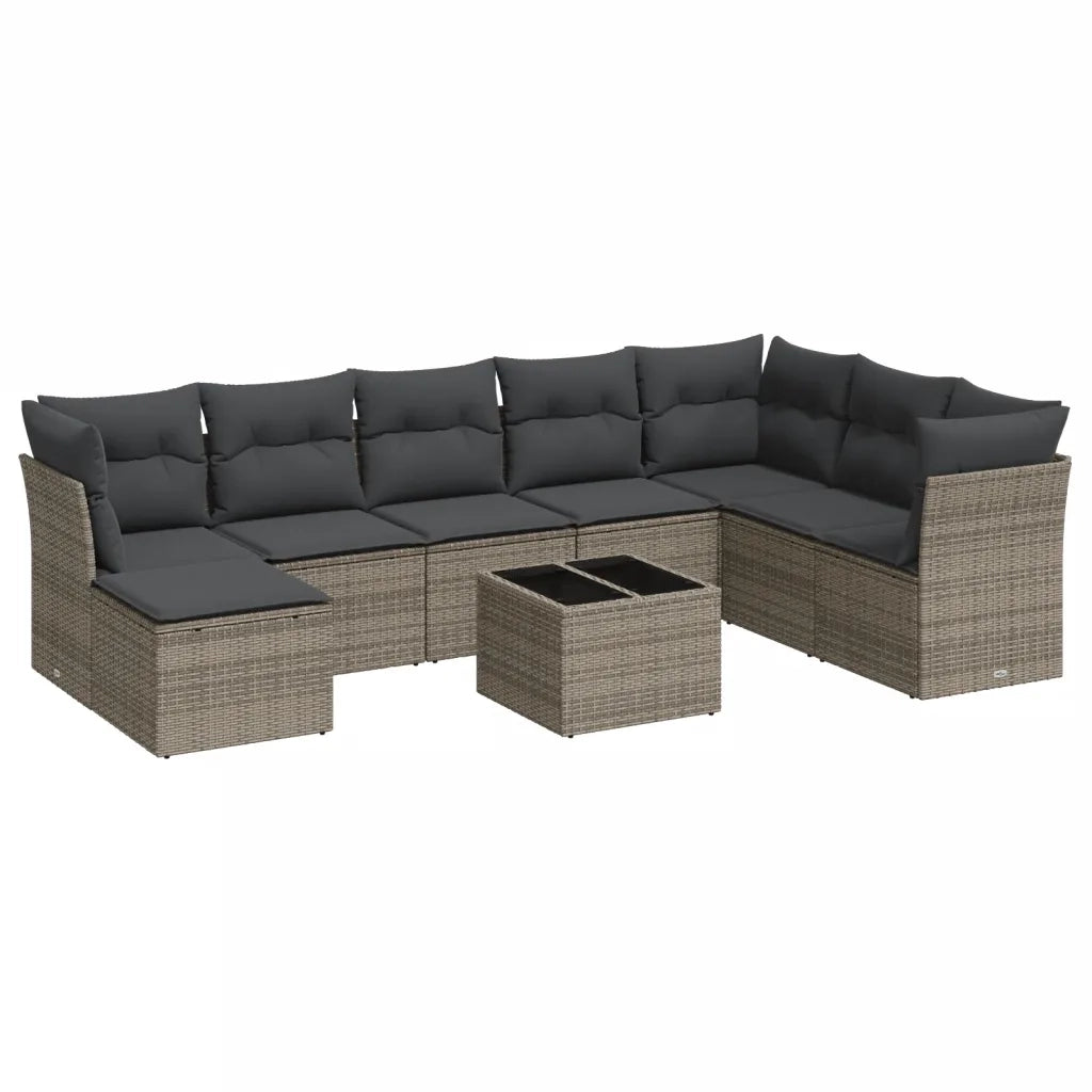 Set Divano da Giardino 9 pz con Cuscini Grigio in Polyrattancod mxl 87955