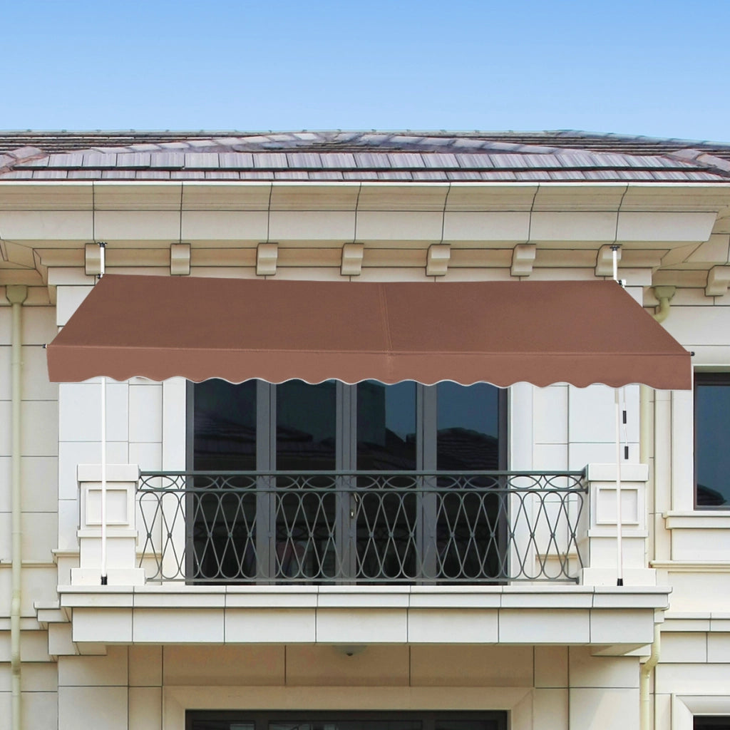 Tenda da sole telescopica e retrattile ai raggi UV impermeabile con manovella, Tenda parasole resistente 350x125cm Marrone